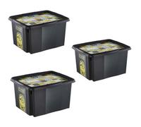 Set Of 3 Keeeper Minions Turning Stacking Box 24 Litre - Black