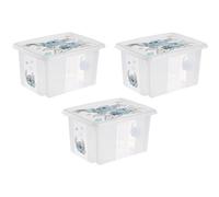 Set Of 3 Keeeper Stitch Turning Stacking Box 15L With Lid - Clear