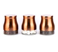 Set Of 3 Kitchen Storage Canisters Tea Coffee Sugar Jars Gr8 Home Copper One Size