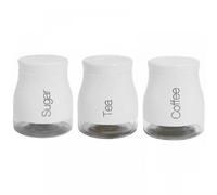 Gr8 Home Set Of 3 Kitchen Storage Canisters Tea Coffee Sugar Jars Pots Containers Caddy - Silver, Silver