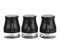 Gr8 Home Set Of 3 Kitchen Storage Canisters Tea Coffee Sugar Jars Pots Containers Caddy - Silver, Silver