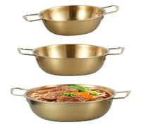 Set of 3 Korean Ramen Noodle Pot with Handle, Stainless Steel Ramen Cooking Pot Rustproof Practical, Golden Cooking Pot Korean Noodle Pot Saucepan Fast Heating for Soup, Noodle, Pasta