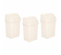 (Set of 3) Large 50L Litre Robust Plastic Swing Bin Waste Recycle Recycling Dustbins With Removable Swing Lid Rubbish Trash Refused Bins Garbage Trash Can For Home Kitchen Bathroom Office (Soft Cream)
