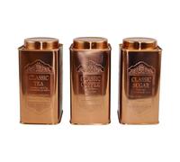 Set of 3 Large Tea Coffee Sugar Canisters Kitchen Storage
