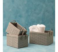 Set of 3 Lattice Grey Rectangular Storage Baskets | Lida