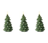 Set of 3 LED Candles VELOURA 16 cm Christmas Tree Green