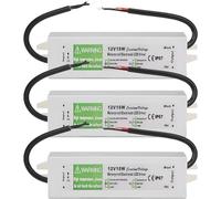 Set of 3 LED Driver, 15W 12V Lighting Transformer, 90-240V AC to 12V DC IP67 Waterproof 1.3A Power Supply Constant Voltage Adapter for Outdoor Garden Strip Lights LED Bulbs Lighting Projects