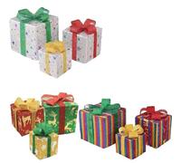 Set of 3 LED Lighted Christmas Decorative Boxes - Outdoor Yard & Lawn Festive Lanterns with Elk and Snowflake Motifs, Weather-Resistant Polyes(B)