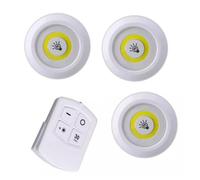 Set of 3 LED Lights with Remote Control, Adjustable Brightness, Automatic Shut-Off Timer with Remote Control and Easy Assembly Without Wires with Adhesive Tapes Included Battery Operated Adhesive LED