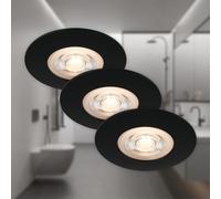 Briloner Mains-Powered Led Black Warm White Light Recessed Downlights Pack Of 3