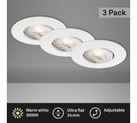 BRILONER Leuchten 7146-036 Recessed LED Ceiling Lights Set of 3 Swivelling LED Module 5 Watt Each 460 Lumen 3,000 Kelvin IP23 White 90 x 24 mm (D x H)