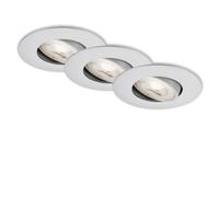 Briloner Leuchten - 7048-034 Recessed LED Lights Set of 3 Dimmable LED Module Swivelling Each 5 Watt Each 460 Lumen 3,000 Kelvin IP23 Chrome Matt 90 x 24 mm (DxH)