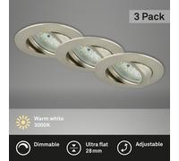Set of 3 LED Recessed Downlights Spotlights Adjustable Dimmable Warm White Tilt