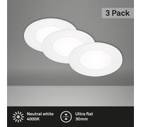 Set of 3 LED Recessed Downlights Spotlights Slim Adjustable Neutral White 4000K