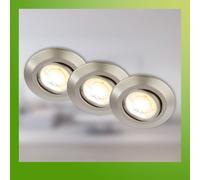 Set of 3 LED Recessed Lights Downlights 90mm CCT Tilt 4.9W Nickel Matt [EEK: F]