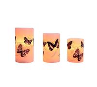 Set Of 3 Led Wax Candles Butterfly Design, Real Wax Finish, Battery Operated (3 X Aaa Required)