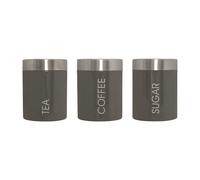 Set Of 3 Liberty Tea Coffee Sugar Enamel Canisters - Grey