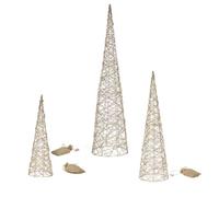 Set of 3 Light up Gold Weave Cone Trees with Warm White LEDs Samuel Alexander Gold One Size