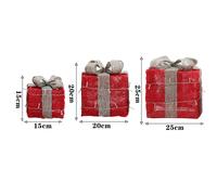 Set of 3 Light-Up Square Christmas Gift Boxes Glitter Presents Decoration
