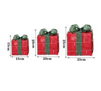 Set of 3 Light-Up Square Christmas Gift Boxes Glitter Presents Decoration
