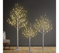 Set of 3 Lighted Birch Tree 4FT 6FT and 8FT LED Artificial Tree for Decoration Inside and Outside, Home Patio Wedding Festival Christmas Decor, Warm White