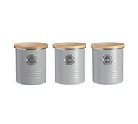 Set of 3 Living Tea Coffee Sugar Canisters in Grey grey