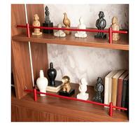 Set of 3 Long Aluminum Railing for Kitchen Shelves, Anti-Fall Cabinet Metal Guardrail Bars for Shoe Racks/Bookshelf, Minimalist Gallery Shelf Rail Kit(Red,40in/101.6cm)