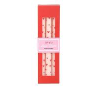 Set of 3 Love Heart Taper Candles | Unscented Romantic Dinner Candles | 5-Hour Burn Time | Paraffin Wax with Red Heart Print | Valentine’s Day Table Décor