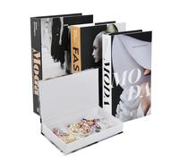 Set of 3 Magnetic Decorative Books, L M S Fashion Faux Book Boxes, Stacked Hardcover Display Faux Books, False Book Storage Box with Magnetic Closure, Simulated Decor Books Boxbooks for Home Decor