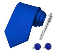 Set Of 3 Men'S, Royal Blue Tie, Cufflinks, Cufflinks And Tie Clip Set, Tie Clip And Cufflink Set, Cufflinks For Men, Men'S Tie Pins, For Business And Wedding Party