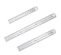 Set of 3 Metal Straight Edge Ruler - 15cm, 20cm, 30cm Steel Ruler for Office, Home, College, Craft, Engineering, Architecture