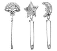 Set of 3 metal tea strainers, star shaped tea filter, tea strainer, spoon, star shaped tea infuser, moon shaped tea filter