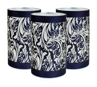 Set of 3 Metallic Blue Glass LED Table Lamps with Illuminated Leaves Design | Freestanding Battery Operated Cordless Lights