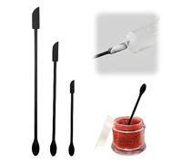 Set of 3 Mini Silicone Spatulas, Small Silicone Spoon, Spatula Jar Spatula, Beauty Spatula, Cosmetic Spatula, Long Handle Silicone Lotion Stirrer for Cosmetic Narrow Bottles, Beauty (Black)