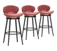 Set of 3 Modern Swivel BarstoolsUpholstered Velvet Chairs with Back and Metal Footrest 29.5'' HighPerfect for Kitchen Island Pub Coffee Shop