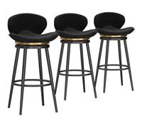 Set of 3 Modern Swivel Velvet Barstools 29.5'' High Upholstered Chairs with Back & Metal Footrest for Kitchen Island Pub Coffee Shop Counter Height Seating