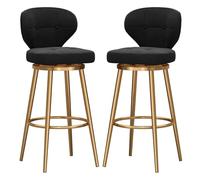 Set of 3 Modern Velvet Swivel Bar Stools 65cm Tall Dining Chairs for Kitchen Island Cafe Pub Home Balcony - Stylish Green with Gold Legs