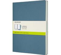 Set Of 3 Moleskine Extra Large Plain Cahier Journals: Brisk Blue