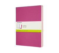 Moleskine Cahier Journal, Set 3 Notebooks with Plain Pages, Cardboard Cover with Visible Cotton Stiching, Colour Kinetic Pink, Extra Large 19 x 25 cm, 120 Pages