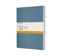 Moleskine Cahier Journal, Set 3 Notebooks with Ruled Pages, Cardboard Cover with Visible Cotton Stiching, Colour Brisk Blue, Extra Large 19 x 25 cm, 120 Pages