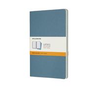 Moleskine Cahier Journal, Set 3 Notebooks with Ruled Pages, Cardboard Cover with Visible Cotton Stiching, Colour Brisk Blue, Large 13 x 21 cm, 80 Pages