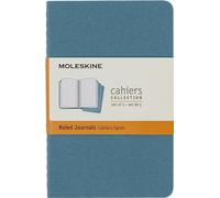 Moleskine Cahier Journal, Set 3 Notebooks with Ruled Pages, Cardboard Cover with Visible Cotton Stiching, Colour Brisk Blue, Pocket 9 x 14 cm, 64 Pages