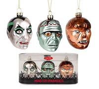 Set of 3 Monster Blown Glass Christmas Ornaments