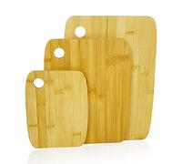 Set of 3 Natural Bamboo Chopping Cutting Slicing Board Set Wooden Serving Platter for Kitchen, Meat & Veggie Prep, Serve Bread, Food Crackers & Cheese (S,M,L)