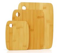 Set of 3 Natural Bamboo Chopping Cutting Slicing Board Set Wooden Serving Platter for Kitchen, Meat & Veggie Prep, Serve Bread, Food Crackers & Cheese (S,M,L)