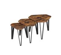 Songmics Vasagle Nesting Coffee Table, Set Of 3 End Tables For Living Room, Stacking Side Tables, Industrial, Rustic Brown And Black