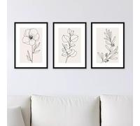 Set of 3 Neutral Botanical Line Art Prints Minimalist Decor Wall Art - 3x A4 Poster - Triptych rolled in tubes BensArt Triptych set 3 Three Stretched Mounted Multi Panel Wall Art Classic Picture Arts