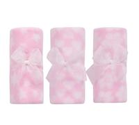 Set of 3 Newborn Baby Girl Boy Unisex Soft Light Weight Fleece Blankets/ Multi Purpose Patterned Comforter| Fits for Moses Basket Pram Crib Travel Car Home| 75 X75 CM| Economy Pack| Gift Idea (Pink2)
