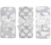 Set of 3 Newborn Baby Girl Boy Unisex Soft Light Weight Fleece Blankets/ Multi Purpose Patterned Comforter| Fits for Moses Basket Pram Crib Travel Car Home| 75 X75 CM| Economy Pack| Gift Idea