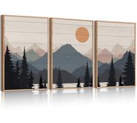 Set of 3 No Framed Large Boho Mountain Wall Art Abstract Lake Landscape Canvas Wall Decor Modern Forest Sunrise Artwork for Bedroom Living Room Office 16x24inch